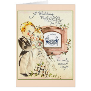 Retro Good Wishes Wedding Card