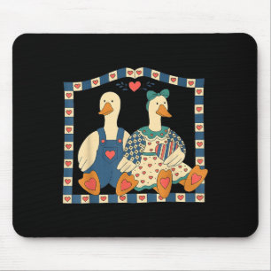 Retro Goose Couple Valentine Day Funny Cute Duck L Mouse Mat
