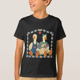 Retro Goose Couple Valentine Day Funny Cute Duck L T-Shirt