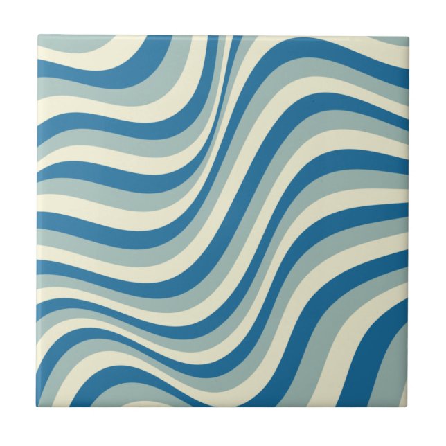 Retro Goovy Light And Dark Blue Tile (Front)
