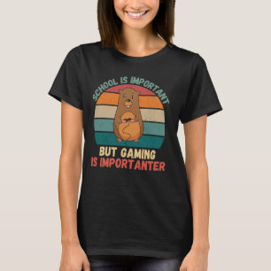Retro Gopher School Is Important Gaming Is Importa T-Shirt
