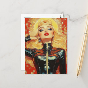 Retro Gorgeous Blonde Woman Postcard