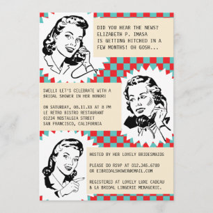 Retro Gossip Gals Bridal Shower Invitations