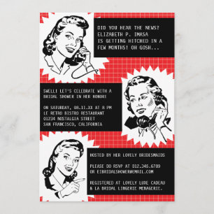 Retro Gossip Gals Bridal Shower Invitations