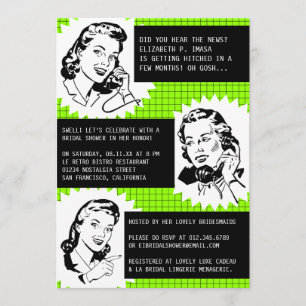 Retro Gossip Gals Bridal Shower Invitations