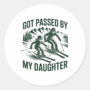 Retro Got Ped By My Daughter Funny Skiing Classic Round Sticker