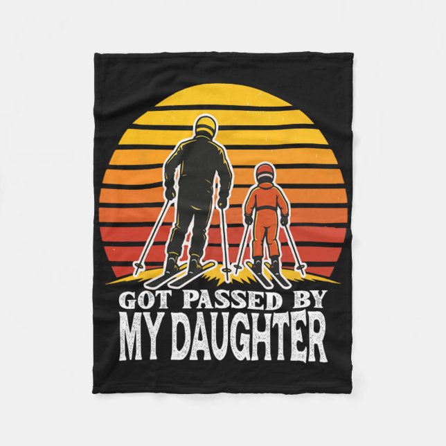 Retro Got Ped By My Daughter Funny Skiing Design  Fleece Blanket (Front)