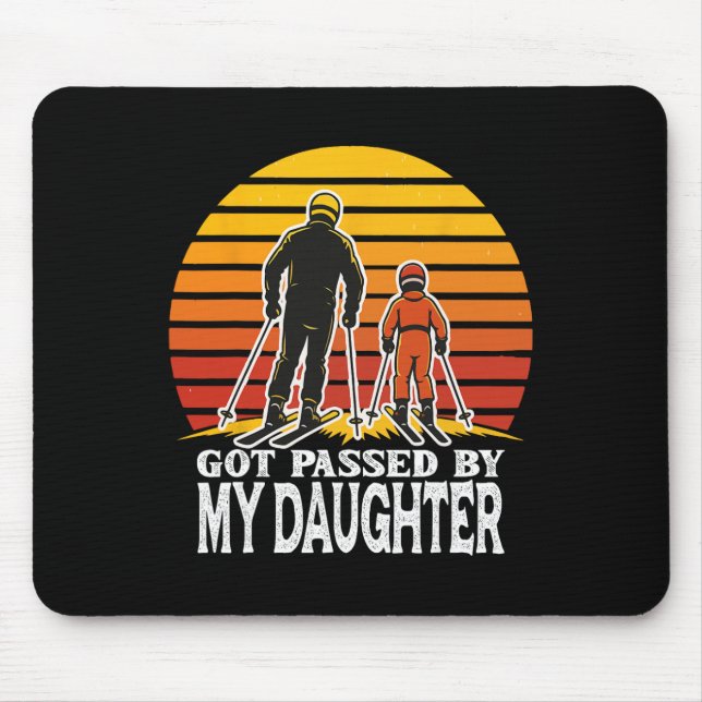 Retro Got Ped By My Daughter Funny Skiing Design  Mouse Mat (Front)