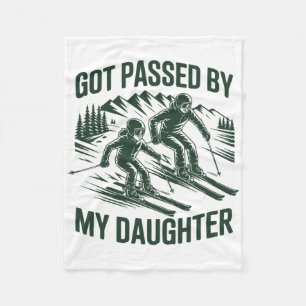 Retro Got Ped By My Daughter Funny Skiing Fleece Blanket