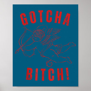 Retro gotcha funny cupid valentine's day poster