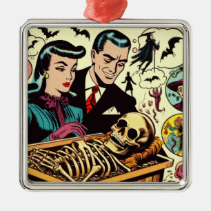 Retro Goth Couple Comics Metal Tree Decoration