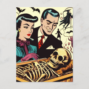 Retro Goth Couple Comics Postcard