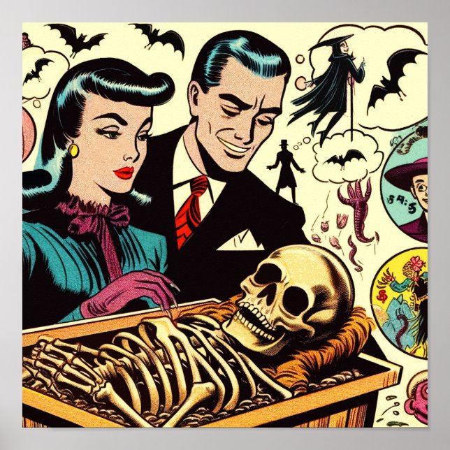 Retro Goth Couple Comics Poster (Front)