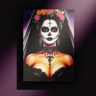 Retro Goth Hispanic Pin-up Postcard