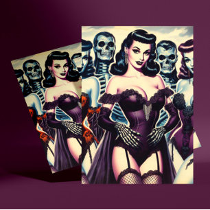 Retro Gothic Corset Pin-ups Postcard