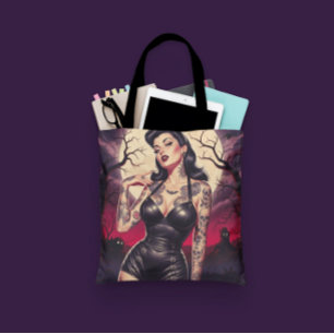 Retro Gothic Girl Tote Bag
