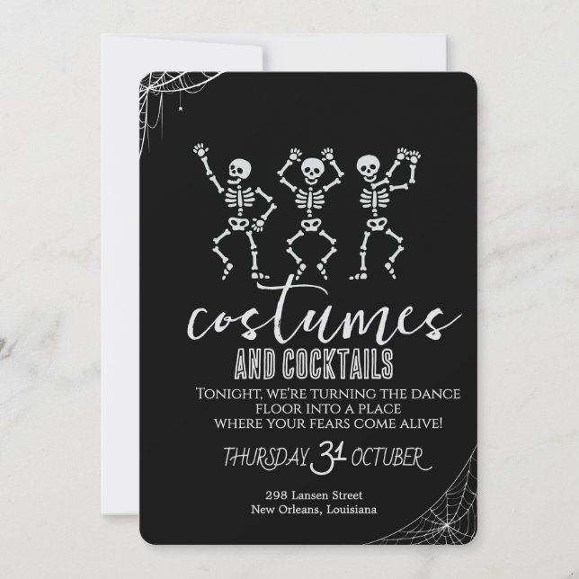Retro Gothic Skull Dance Halloween Party Invitation (Front)