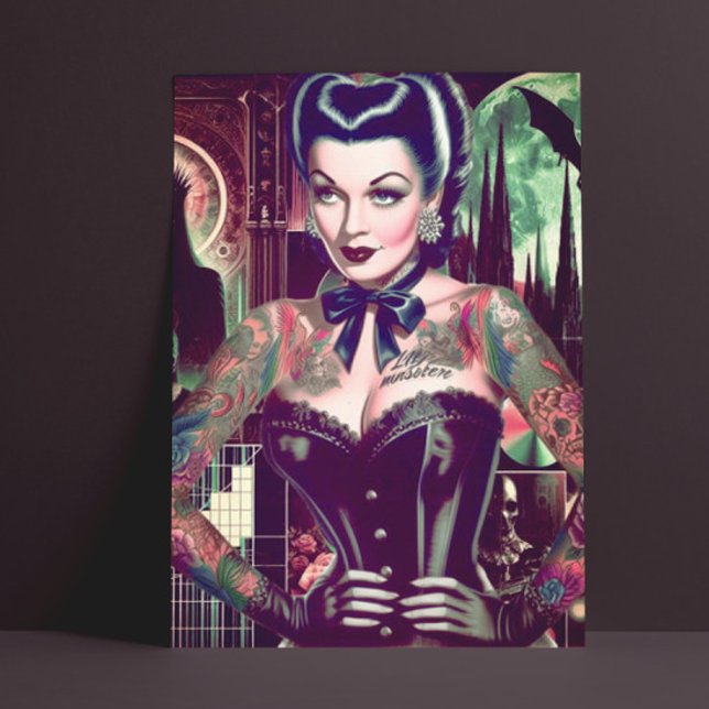Retro Gothic Woman Collage Postcard (Creator Uploaded)