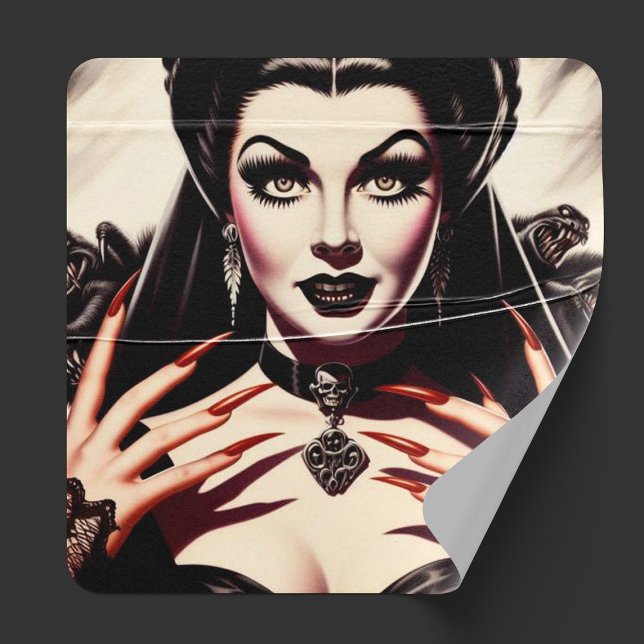 Retro Gothic Woman Square Sticker (Creator Uploaded)