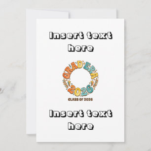Retro Grad Class of 2026 Groovy Graduation Party Invitation