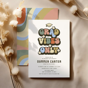 Retro Grad Vibes Only Graduation Party Invitation