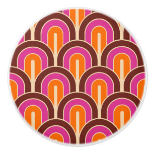 Retro Gradated Geometric Fan Pattern Ceramic Knob