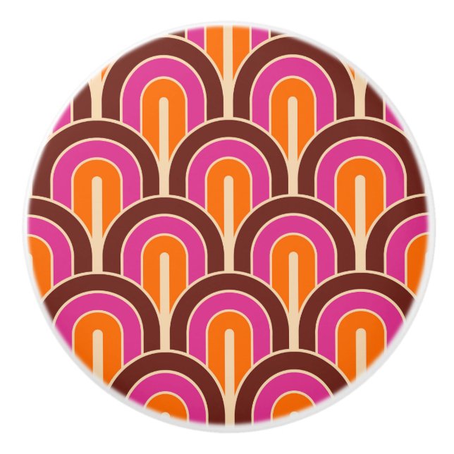 Retro Gradated Geometric Fan Pattern Ceramic Knob (Front)