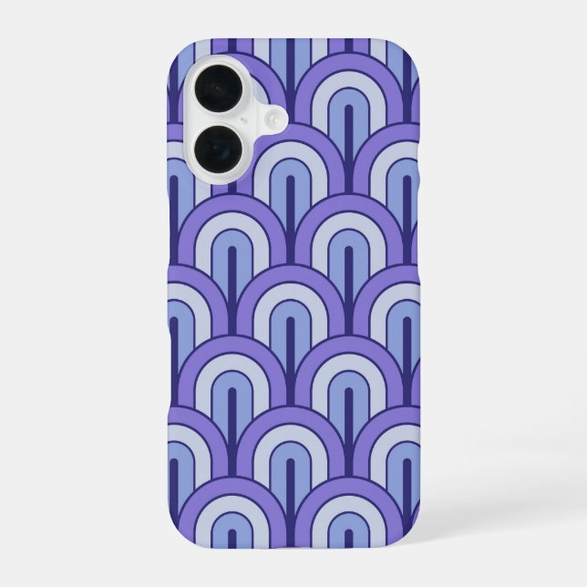 Retro Gradated Geometric Fan Pattern iPhone 16 Case (Back)