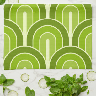 Retro Gradated Geometric Fan Pattern Tea Towel