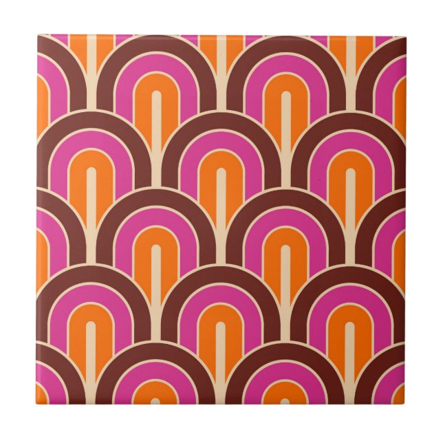 Retro Gradated Geometric Fan Pattern Tile (Front)