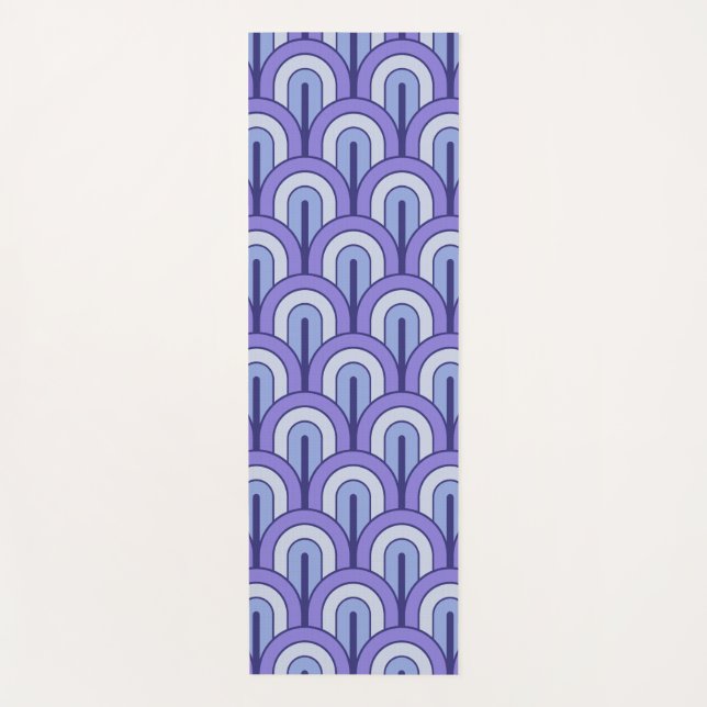 Retro Gradated Geometric Fan Pattern Yoga Mat (Front)