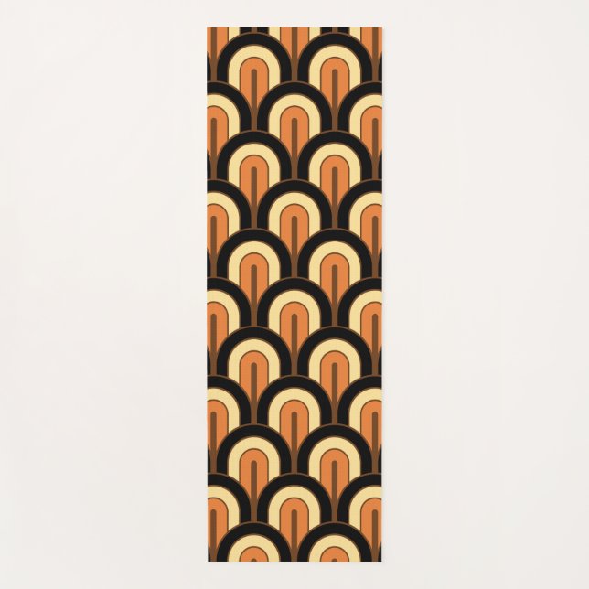 Retro Gradated Geometric Fan Pattern Yoga Mat (Front)