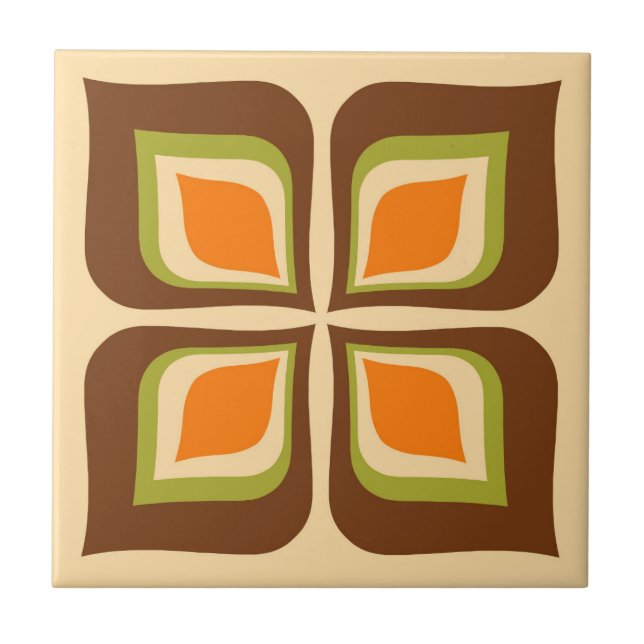 Retro Gradient Autumn Leaves pattern Tile (Front)
