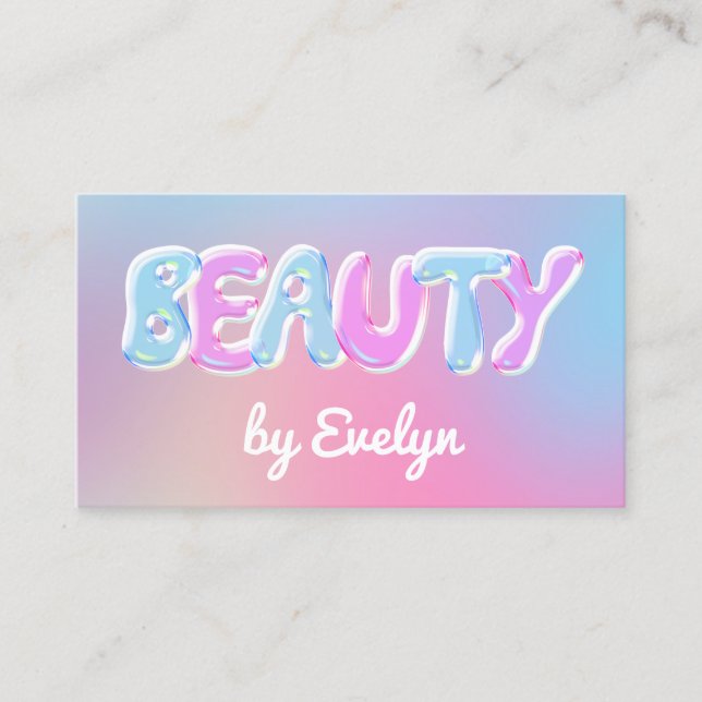 Retro Gradient Bubbles Beauty Business Card (Front)