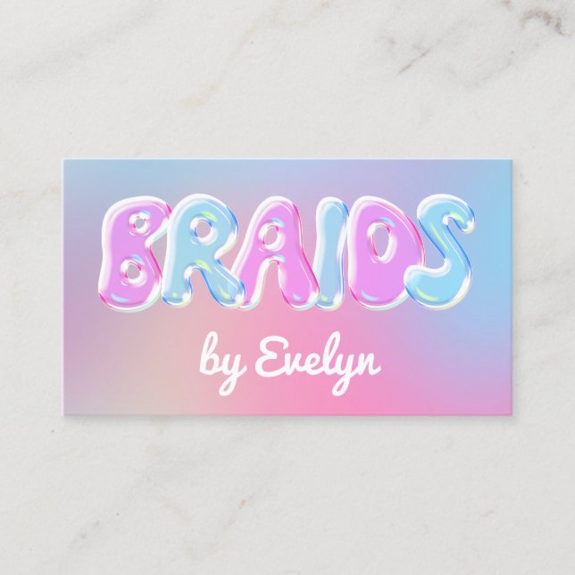 Retro Gradient Bubbles Braids Business Card (Front)