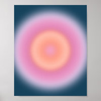 Retro Gradient Dark Blue And Pink Abstract Aura