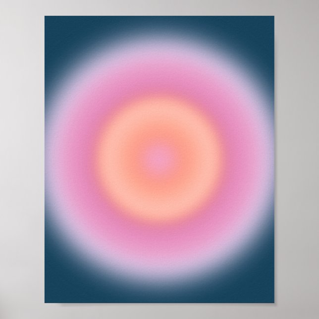 Retro Gradient Dark Blue And Pink Abstract Aura Poster (Front)