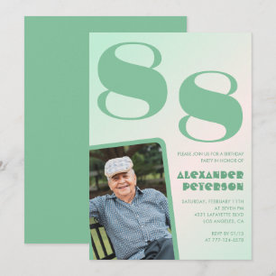 Retro Gradient for him Photo 88th birthday Invitation