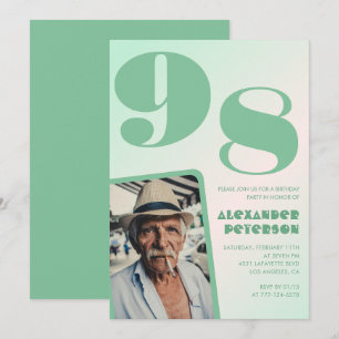 Retro Gradient for him Photo 98th birthday Invitation