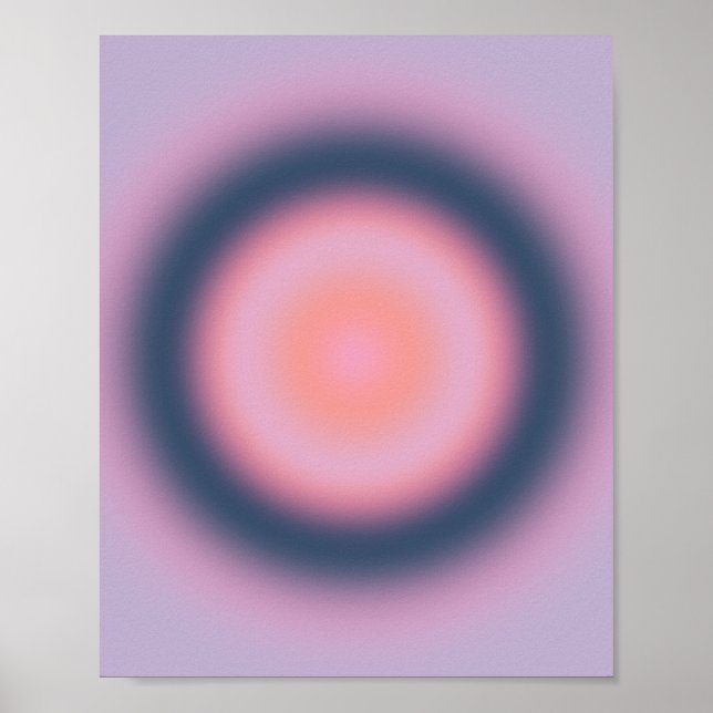 Retro Gradient Lavender Purple Lilac Abstract Aura Poster (Front)