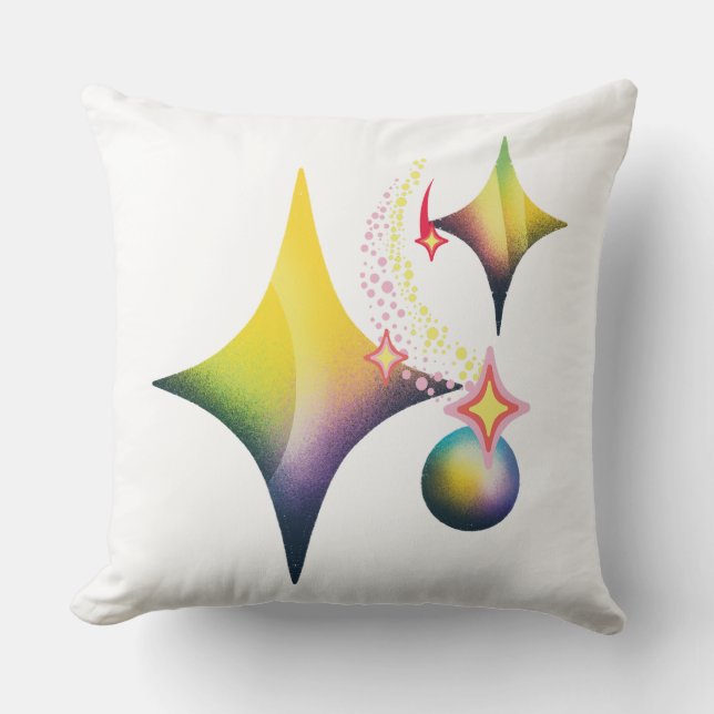 Retro Gradient Sparkles Cosmic Vector Cushion (Front)