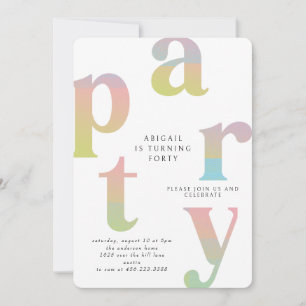 Retro Gradient Woman White Birthday Party Invitation