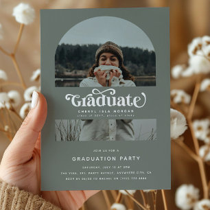 Retro Graduate Arch Photo Graduation Party Invitation