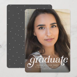 Retro  graduate one-photo vertical graduation announcement