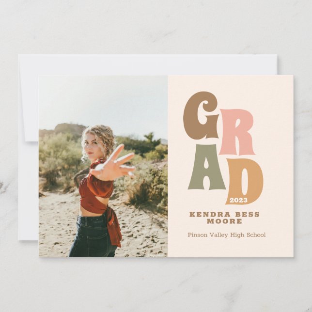 Retro Graduation Announcement With Photo (Front)