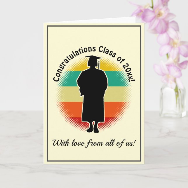 Retro Graduation Graduate Cap & Gown Woman Girl Ca Card (Orchid)