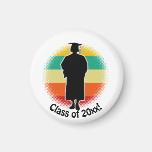 Retro Graduation Graduate Cap & Gown Woman Girl Magnet