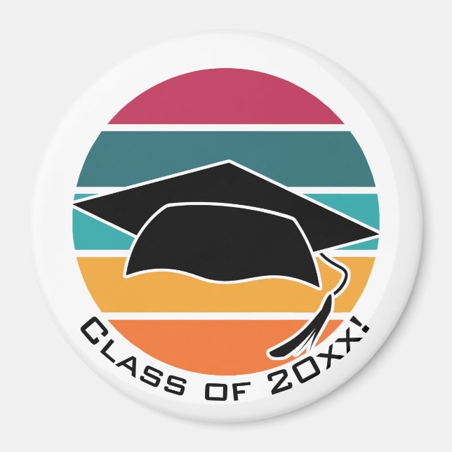 Retro Graduation Graduate Cap Mortarboard Magnet (Front)