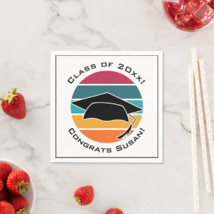 Retro Graduation Graduate Cap Mortarboard Napkin