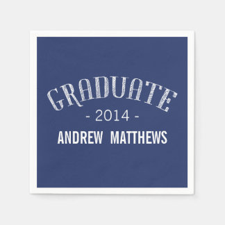 Retro Graduation Paper Napkins | Navy Blue White